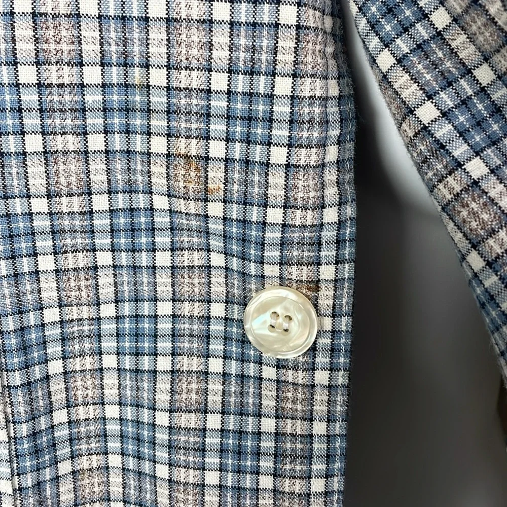 Vintage Esprit Sport Cropped Blazer Jacket Blue Plaid - Picture 6 of 14